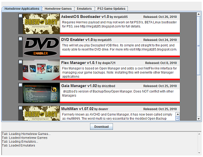 PS3 Homebrew updater Downloader v1.7